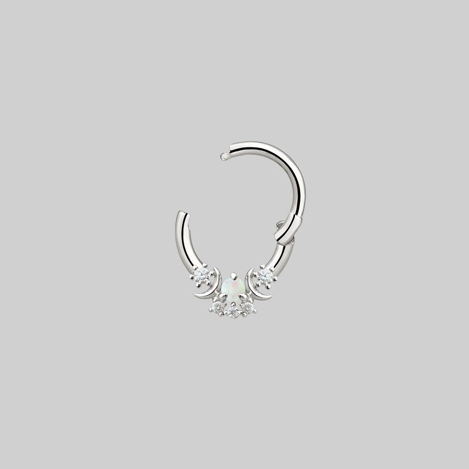 opal diamond septum ring silver