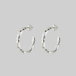 silver spiked chain hoop earrings