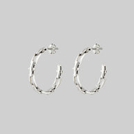 silver spiked chain hoop earrings