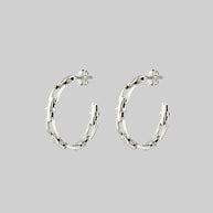 silver spiked chain hoop earrings