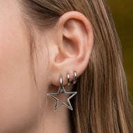 silver star hoop earrings