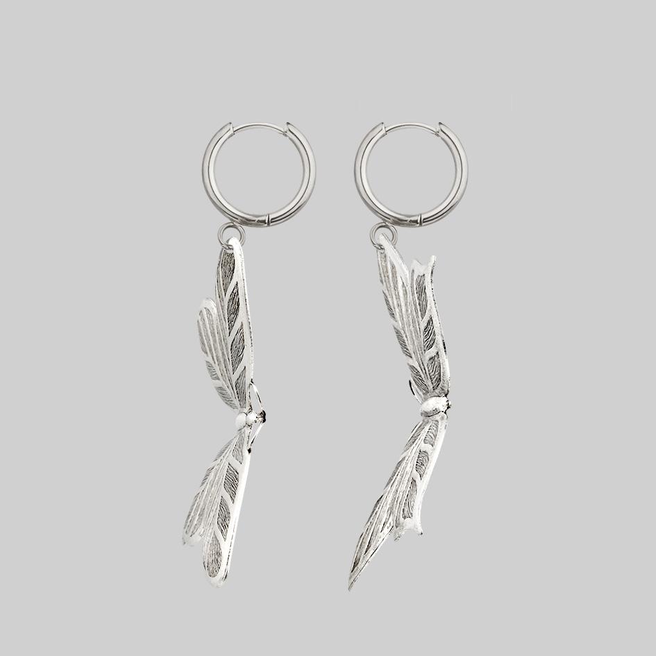 statement silver butterfly hoop earrings