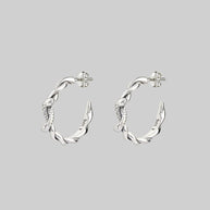silver twisted snake hoop earrings