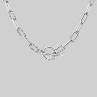 silver twisted tbar necklace