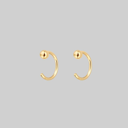Ball Huggie Hoop Earrings - Gold