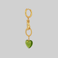 single gold hand and heart earring
