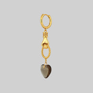 single gold heart and hand earring