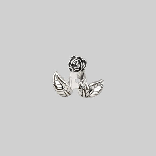VERDURS. Rose & Foliage Earrings - Silver