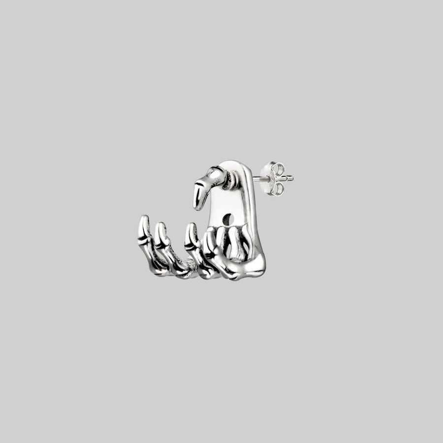 WRAITH. Silver Skeleton Hand Single Earring- Lobe/Helix – REGALROSE