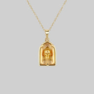 skull glass gold necklace