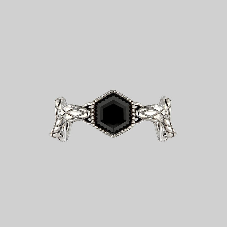 Silver and sales black onyx rings