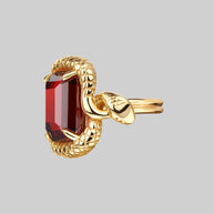 MALICE. Garnet CZ Coiled Snake Cocktail Ring - Gold