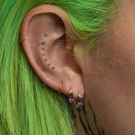 Snake skin gold earrings amethyst