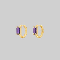 snake skin hoop earrings with amethyst