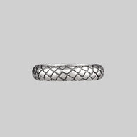 snake skin textured band ring silver