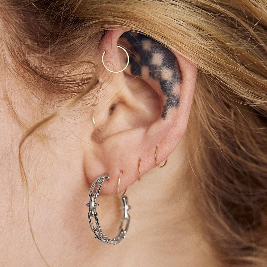 silver spike  hoop earrings
