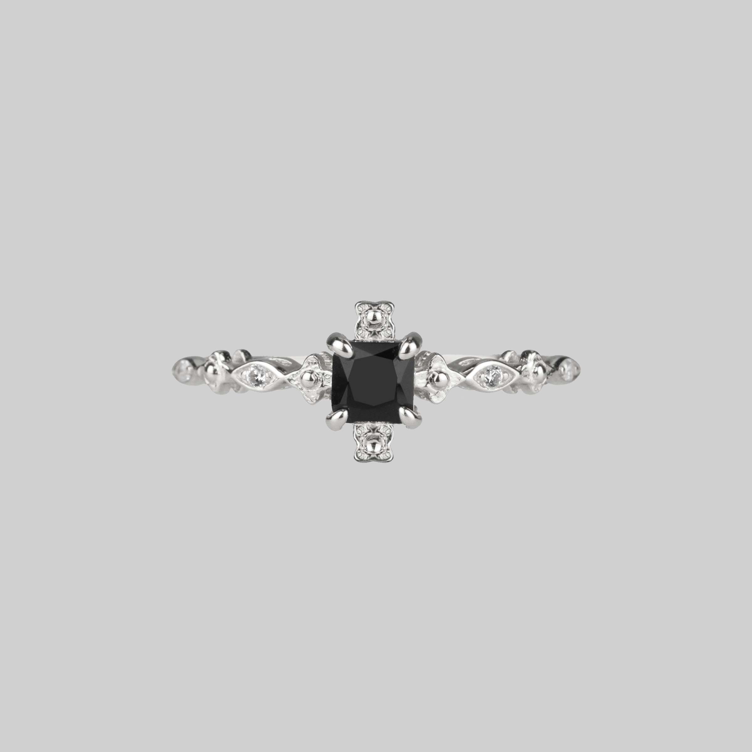 Square black sales diamond ring