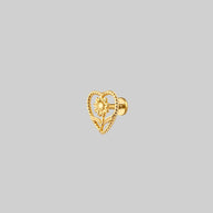 sunflower heart gold flat stud earring