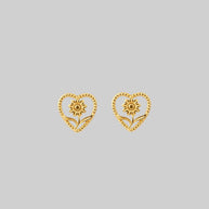 sunflower heart gold stud earrings