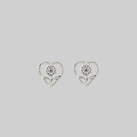 sunflower heart silver earrings