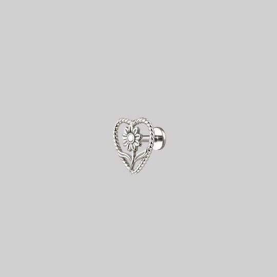 APRIL. Sunflower Heart Stud Earring - Silver