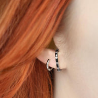 silver suspender stacking earring 