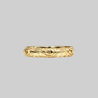 scroll swirl detail gold band ring