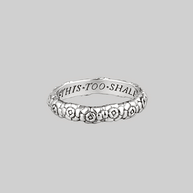 Silver posie ring floral with words inside 