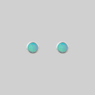 Tiny blue opal stud earrings