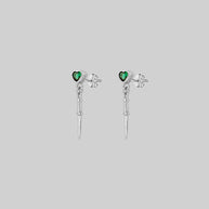 tiny dagger heart silver stud earrings