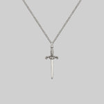 silver gothic dagger necklace 