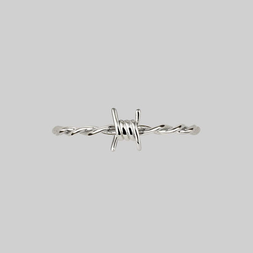 SURVIVAL. Symbolic Barbed Wire Clicker Hoop Earrings - Silver