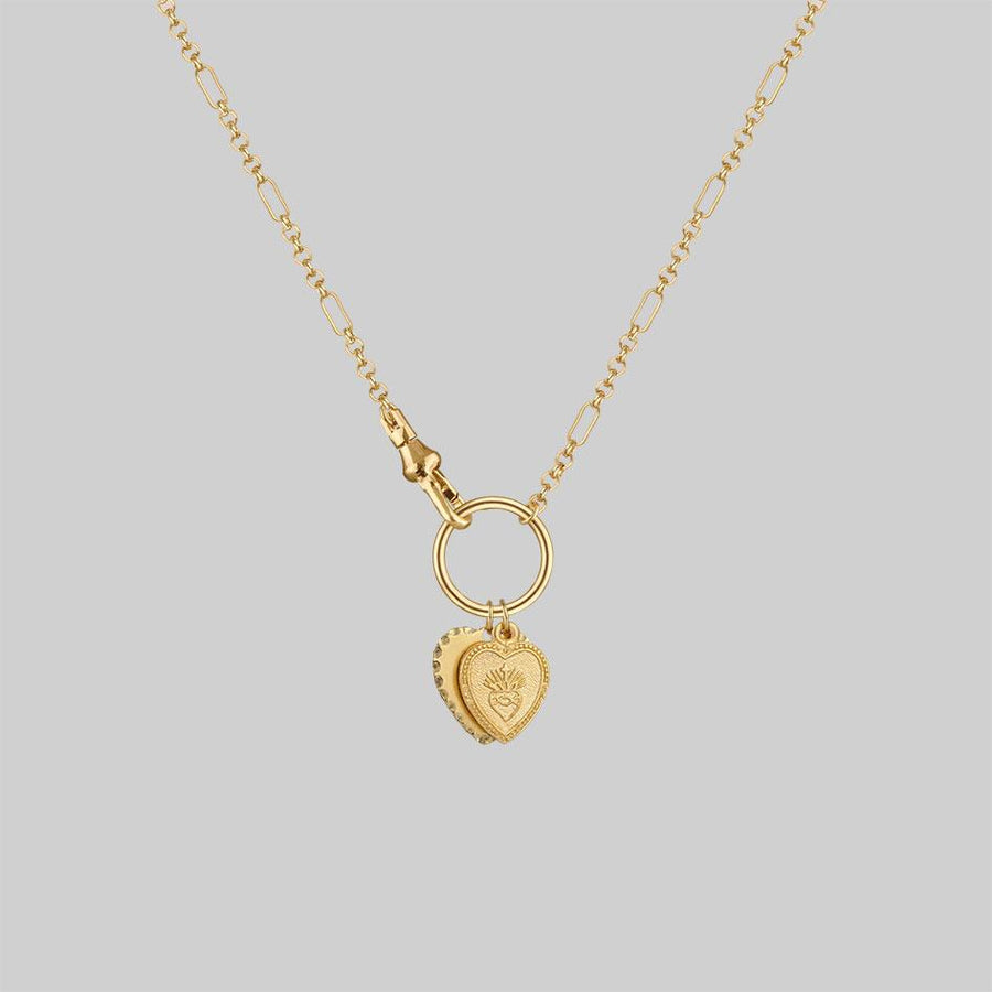 VALENTINA. Multi Heart Charm Clasp Necklace Gold REGALROSE