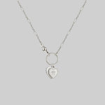 two heart necklace, sacred heart necklace silver