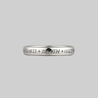 sterling silver posie ring gothic font