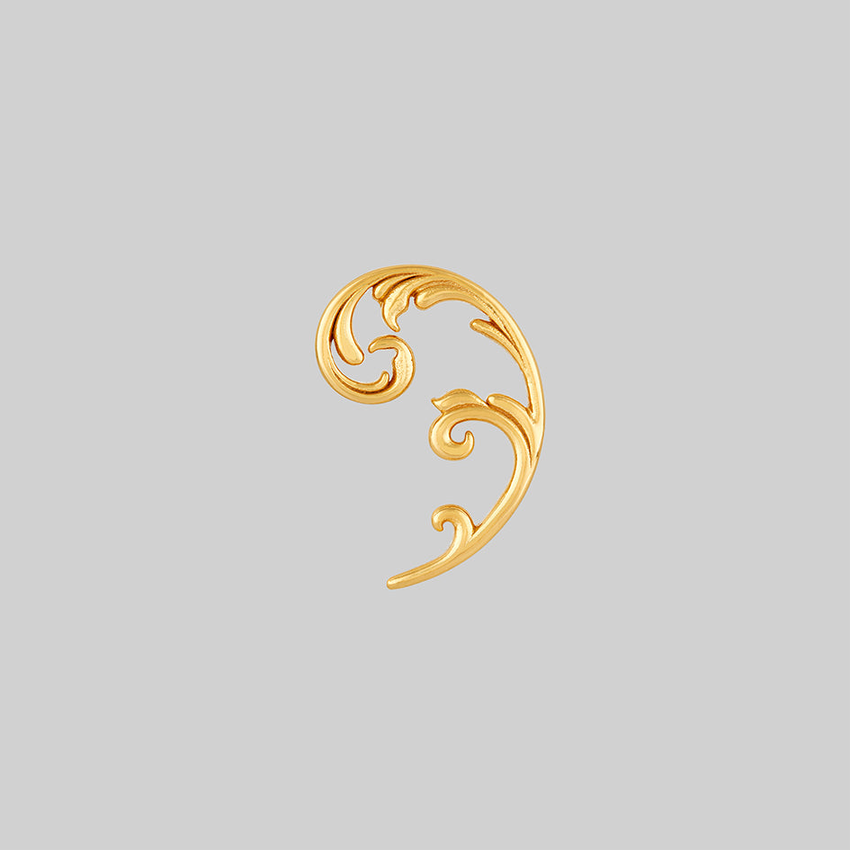 gold flourish helix earring 