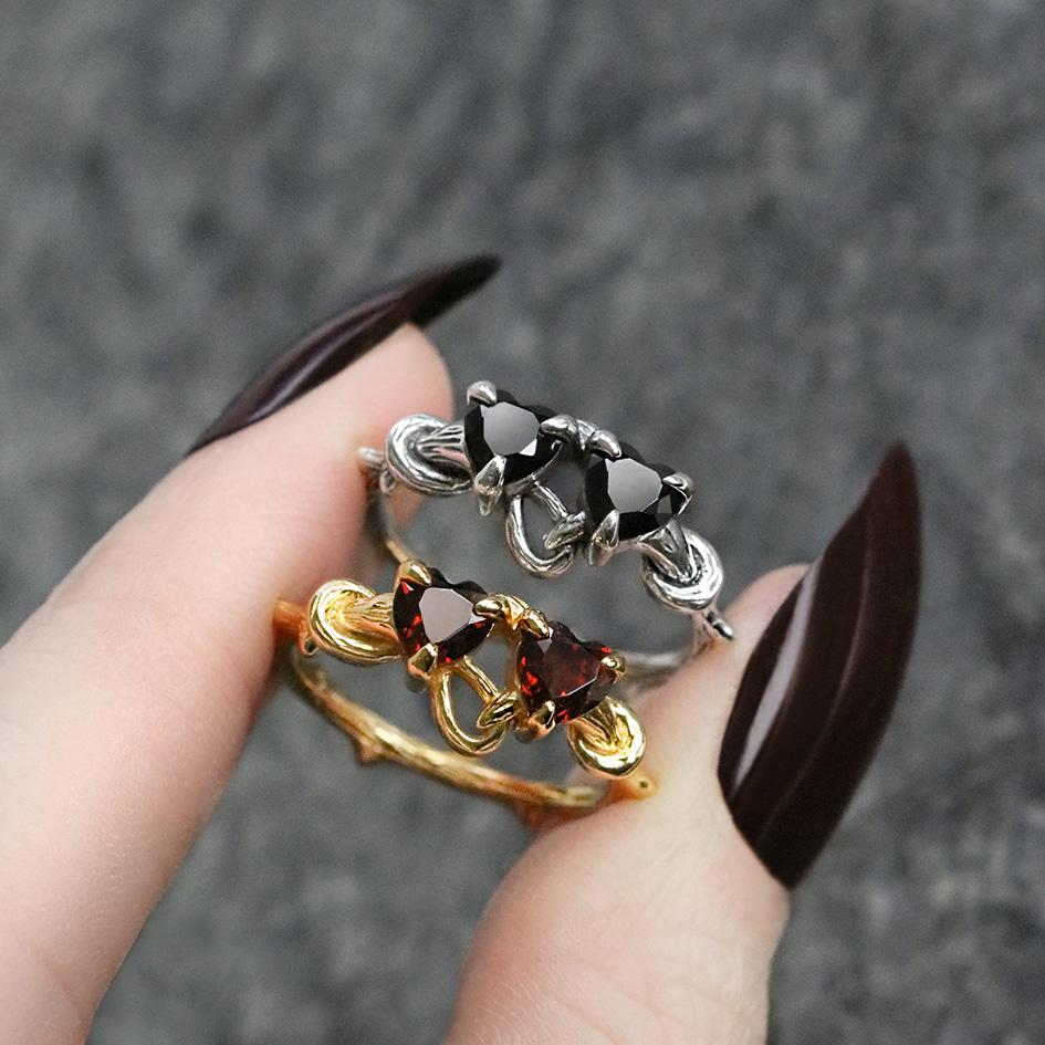 heart gemstone couples ring 