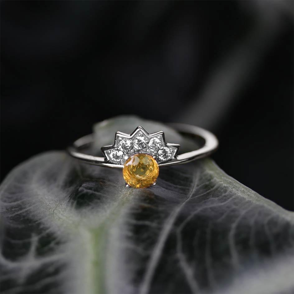 Galaxy Gold Sterling Silver Butterfly Ring With Natural Citrine Gemstone – Size 9, Gift Box Included - View #2