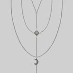 silver moon layering necklace